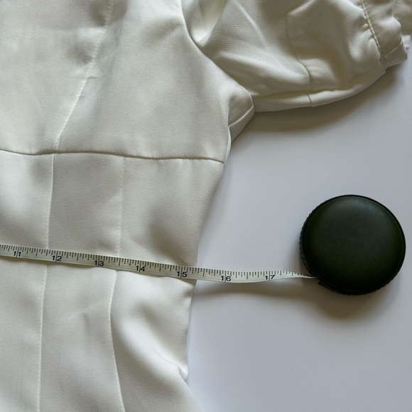 White Puff Sleeve Midi Dress with Square Neckline - Picture 12 of 16